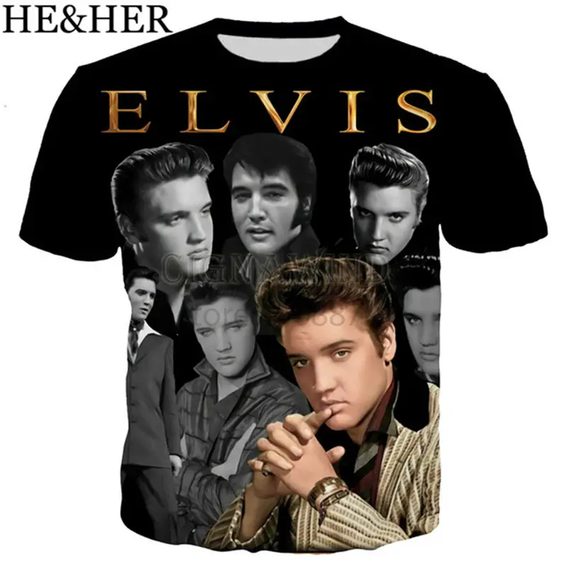 Новая популярная мужская футболка ELVIS Presley с 3D принтом King of Rock модная крутая