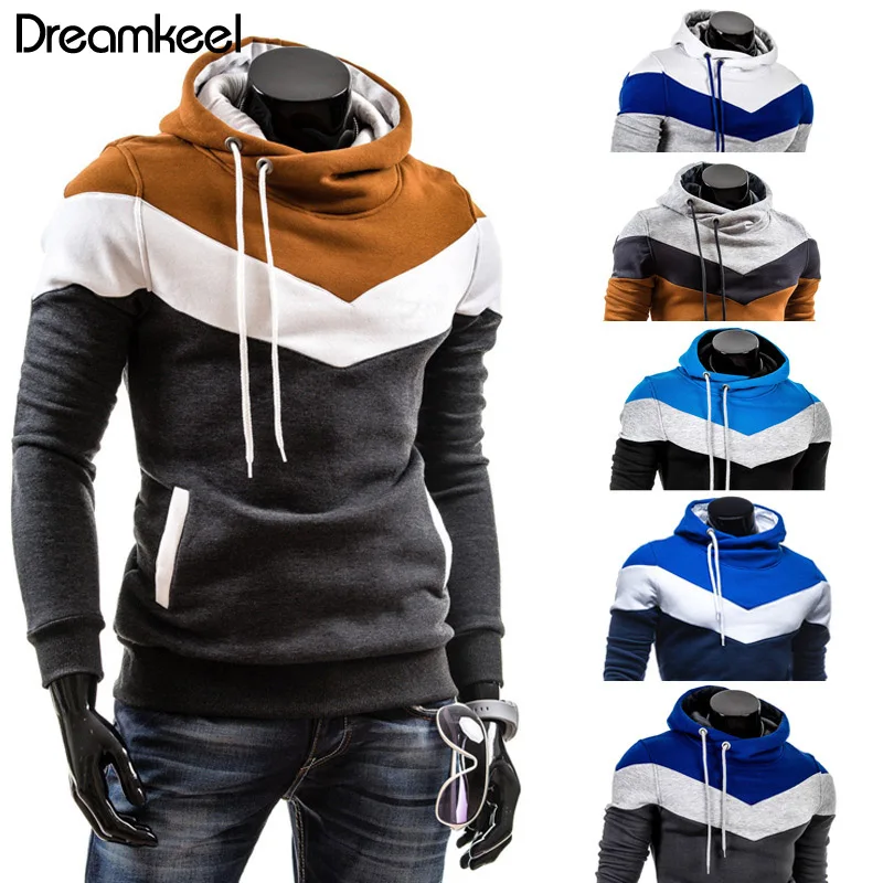 

2018 Spring leisure Mens hooded sweatering brushed stitching men's coats have large cargo brand Hoodies Sweatshirts Y