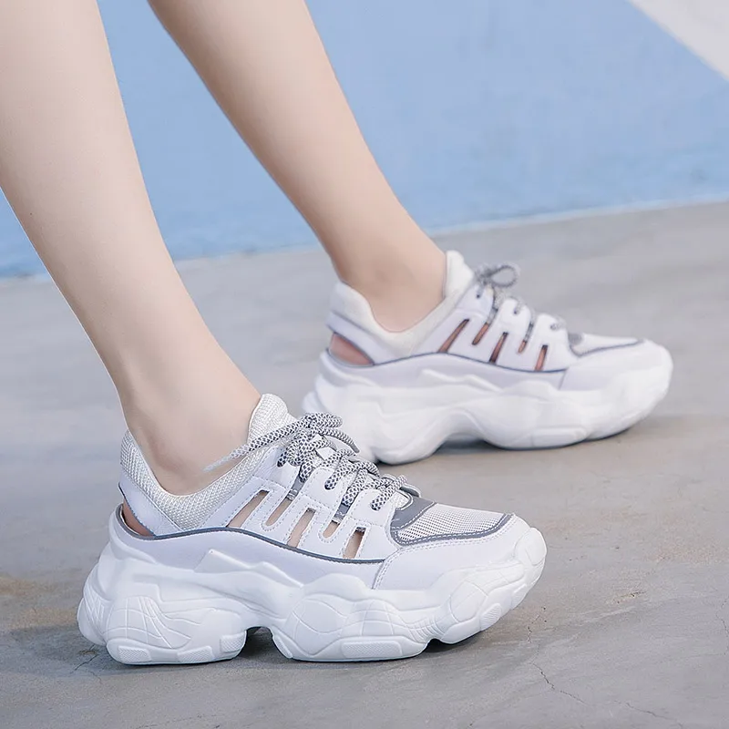 

Shoes woman women's sports shoes increased leather INS explosion shoes leather fabric breathable mesh