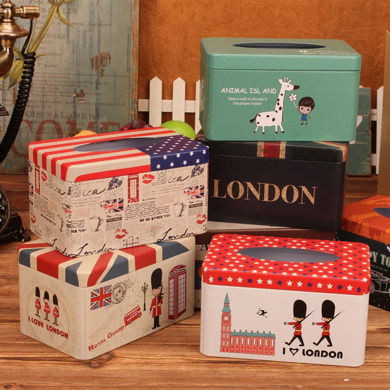 

European iron holder tissue box toalha home table decoration square napkin sheet paper box Storage automatic paper towel