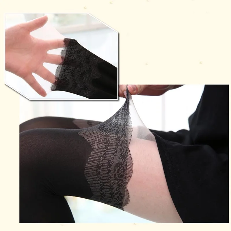 

Newly Sexy Design Women Black Pantyhose Anti - hook Top Garter Stockings Lingerie Tights Pantyhose Lace stitching Pantyhose
