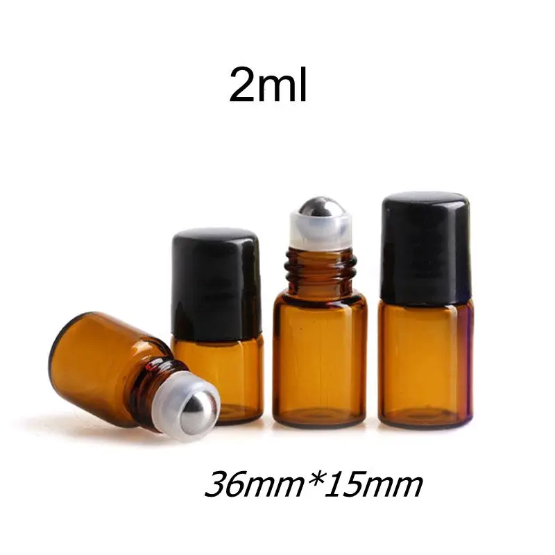 Rolo de Vidro Fino na Garrafa Frascos de Óleo Essencial com Rolo Bola de Vidro Lote 2ml 3ml 5ml 10ml Âmbar Amostra Teste Metal 50 Pçs - 1ml 9 garrafa amostra teste frascos de óleo essencial com rolo metal bola de vidro
