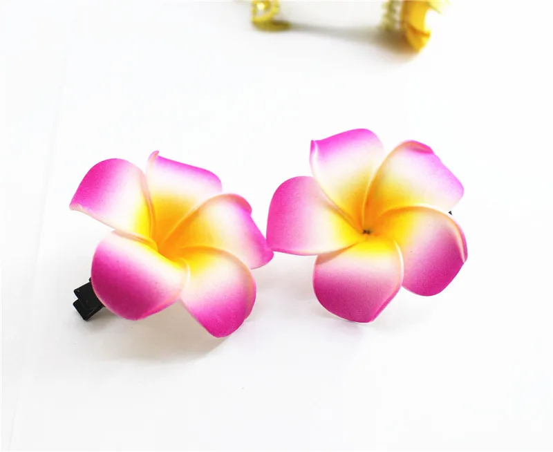 20 mixed color Foam Hawaiian Plumeria flower Frangipani Flower bridal hair clip 4.5cm f-8-m