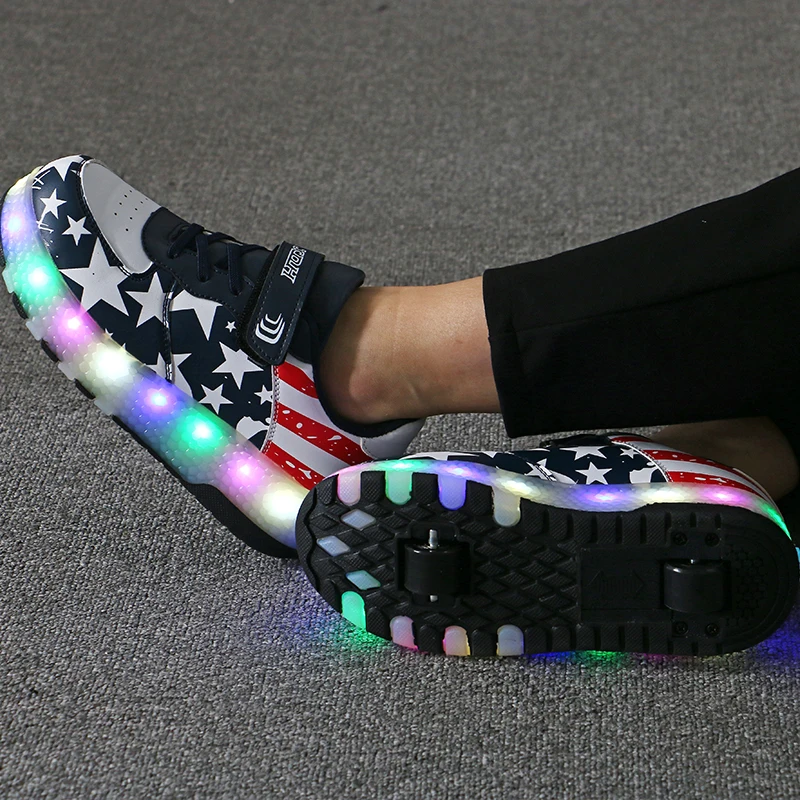 Детская обувь led heelies спортивные кроссовки с двумя колесами для мальчиков роликовые катания повседневная обувь с роликами zapatillas