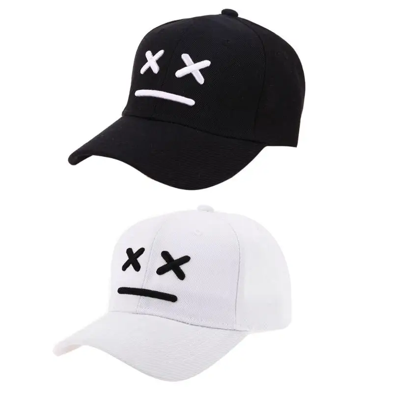 Детская Милая Повседневная бейсбольная кепка со смайликом, милая шапка со смайликом, летние шапки для малышей, для маленьких мальчиков и девочек, шляпа от солнца, черно-белые детские шапки