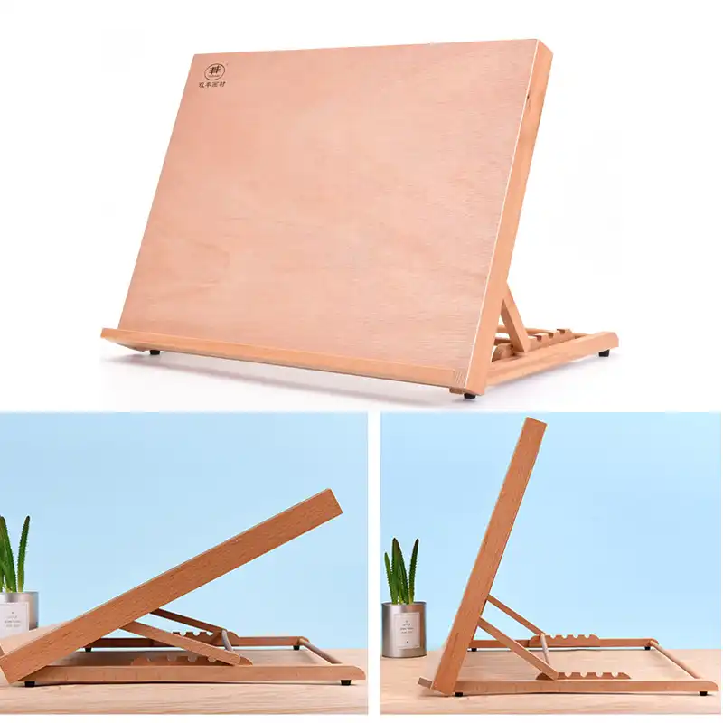 A3 Wooden Drawing Table Portable Sketch Bookshelf Wood Stand