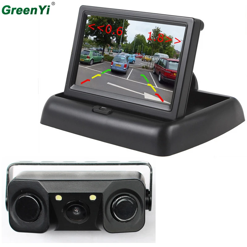 3 in 1 Sound Alarm CCD Car Reverse Backup LED Rear View Parking Camera