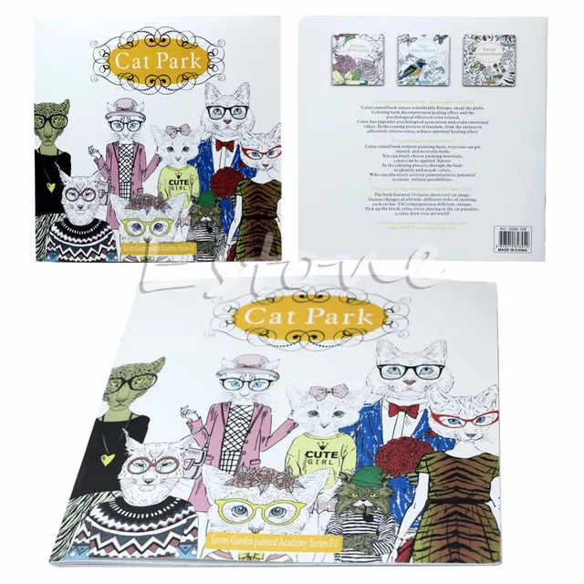 Fashion Secret Garden Cat Park Graffiti Coloring Books Gitfs For Adults Kids New