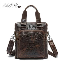 2016 Bolsas de Cocodrilo Macho 100% Hombres Del Cuero Genuino Bolsos Del Mensajero de Crossbody Del Hombro Bolsa Bolsa de Viaje Ocasional de Los Hombres Para El Hombre
