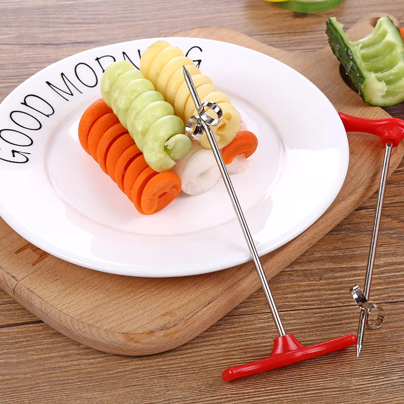 

Vegetables Spiral Knife Carving Tool Potato Carrot Cucumber Salad Chopper Manual Spiral Screw Slicer Cutter Spiralizer