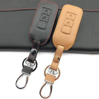 

High Quality Leather Car Key Cover for Remote Control Keychain for MITSUBISHI ASX OUTLANDER Lancer EX car keys accessories shell