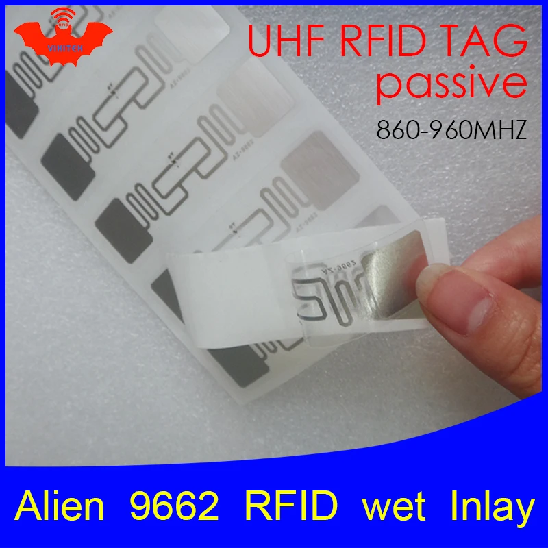 UHF RFID тег наклейка чужой 9662 влажная инкрустация 915 МГц 900 868 МГц 860-960 МГц Higgs3 EPCC1G2 6C умный аденсивный пассивный RFID метки этикетка