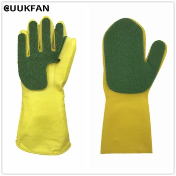 

Sponge Gloves Scrubber Kitchen Scouring Cloth Dish Sponge Food Grade Cleaning Sponge Dishwashing Magic Silicone Gloves