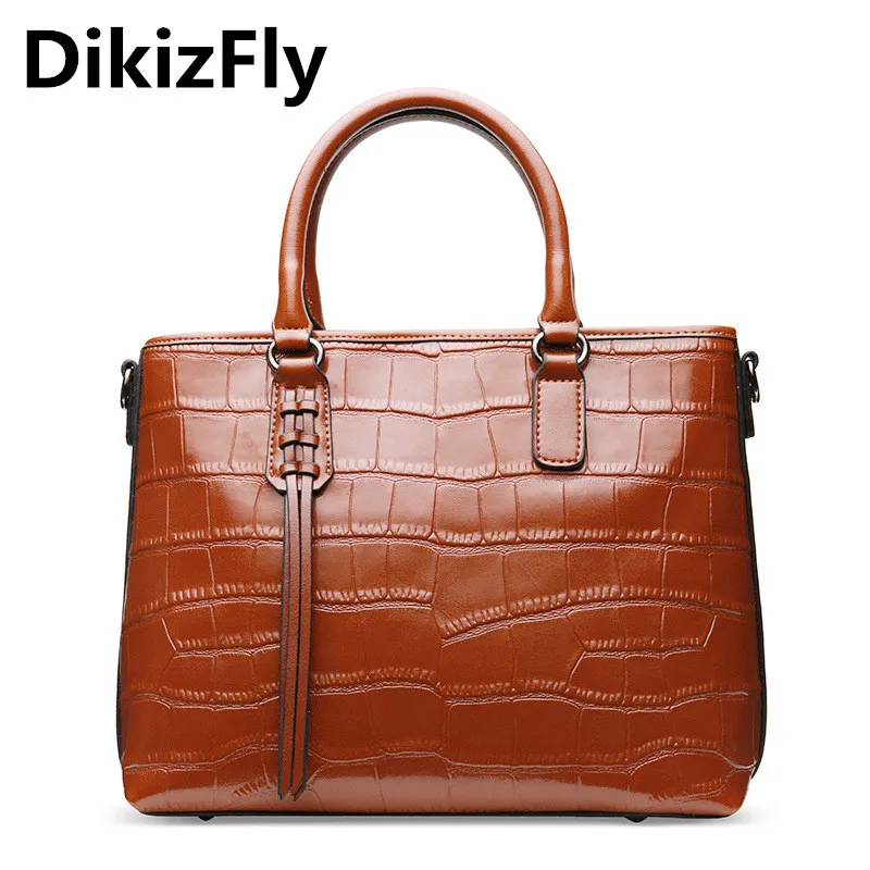 

DikizFly Split Leather Totes Handbags Women Messenger bags Luxury Women Leather Handbag Hand Bag Large capacity Casual Women Bag
