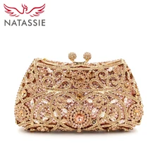 NATASSIE Soirée Sacs Dames De Noce Sac Cristal D’embrayage D’or Femmes Diamants Sacs À Main