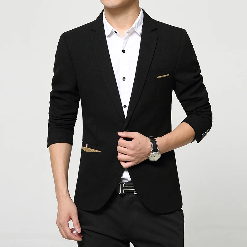 Mens blazer high quality suit jacket korean fashion Blue Black Red