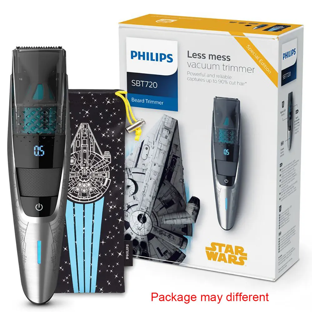 Philips Star Wars специальное издание вакуумный триммер для бороды SBT720/15 с полностью металлическими лезвиями 0,5 мм точные настройки Простота в использовании - Цвет: Серебристый