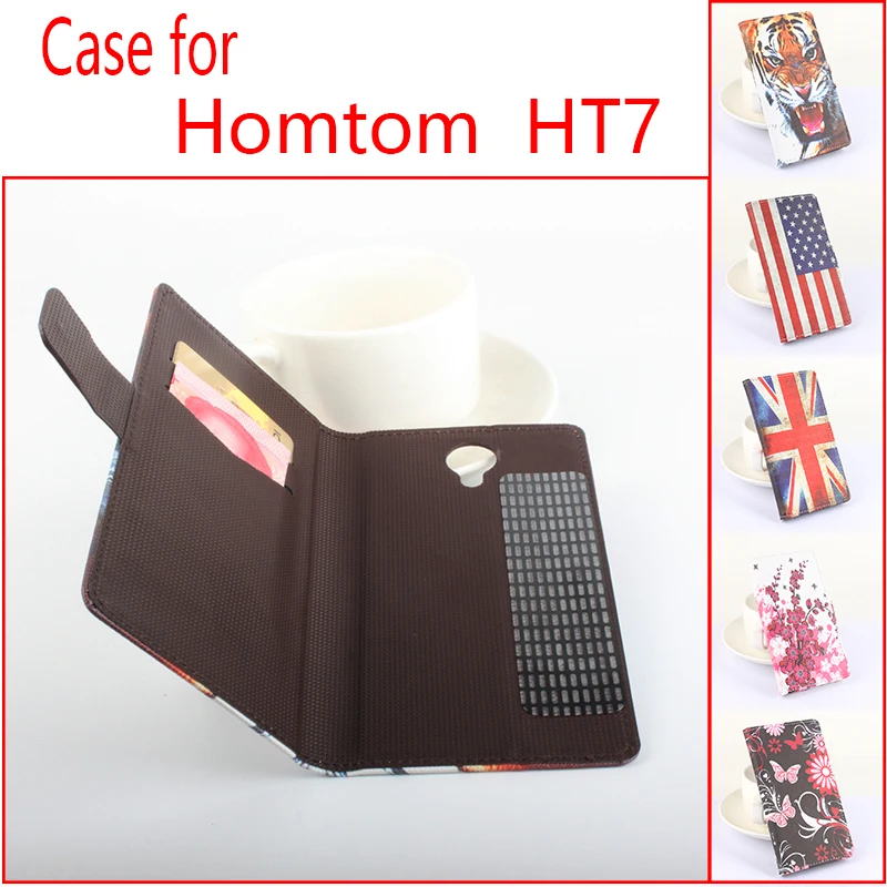 Lingmao Brand Homtom HT7 Mobile Phone Cases Genuine Leather Case For Wallet Stand With Card Slot Cover | Мобильные телефоны и