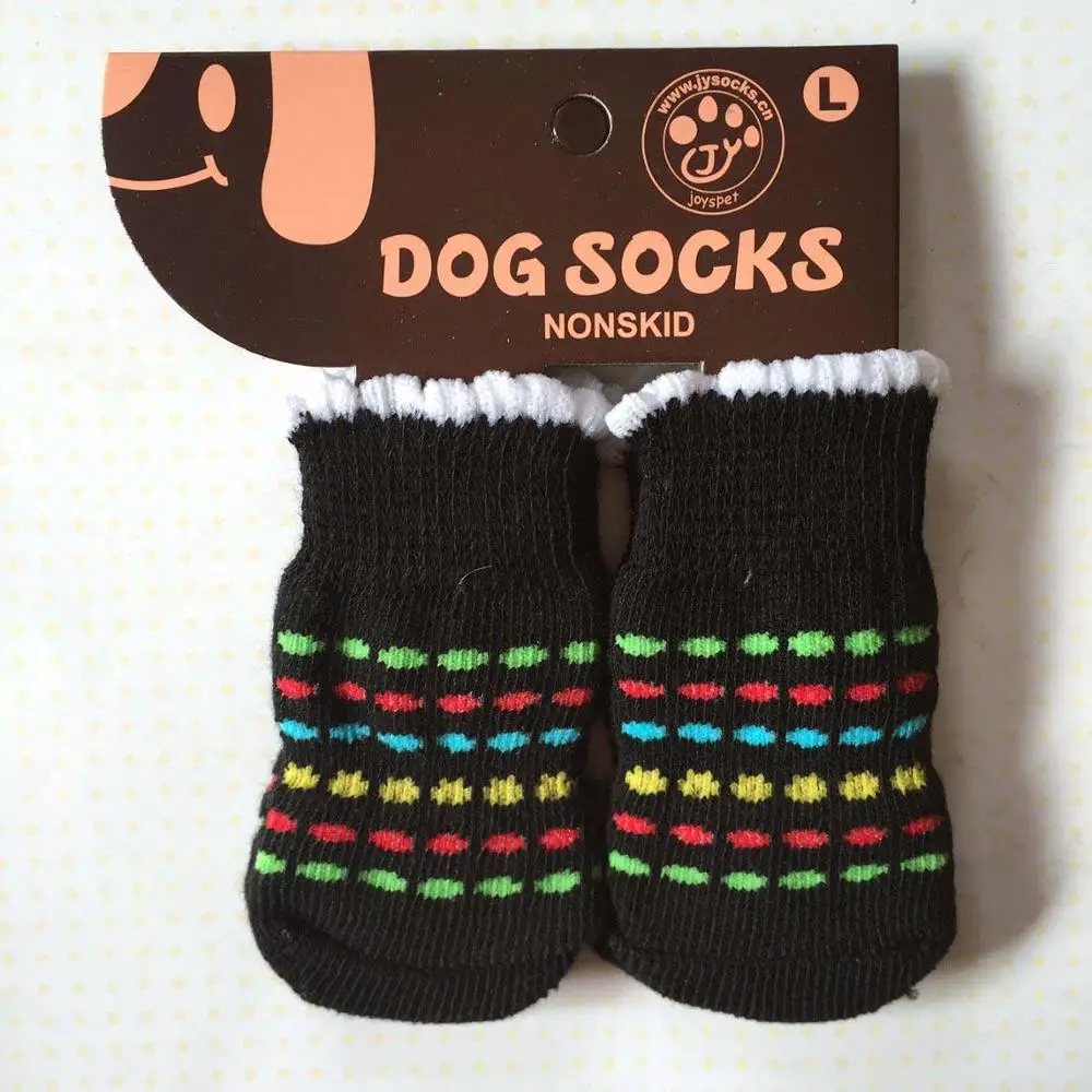 Милые модные носки для домашних животных; носки для собак; 4 шт.; милые вязаные носки для щенков; нескользящие носки - Цвет: 17