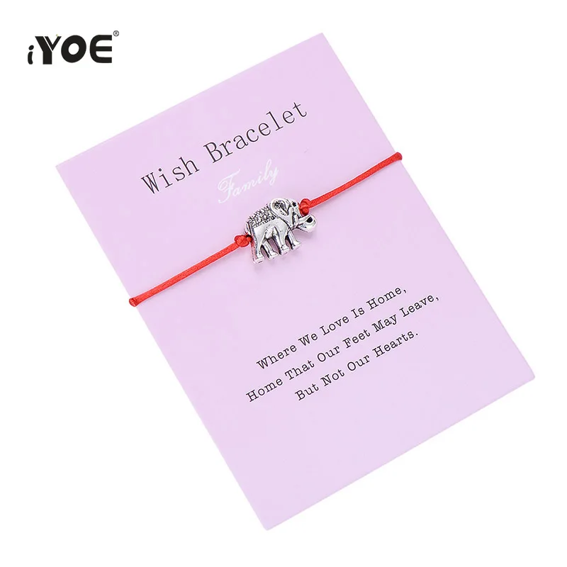 IYOE Wish Card Family браслеты со слоном браслет винтажные красные веревки с животными для
