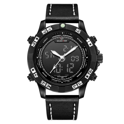 

New Men Luxury Brand Multifunction Analog Digital Quartz Watch Bear Man Sport Clock Military Luminous Waterproof Leather Watch