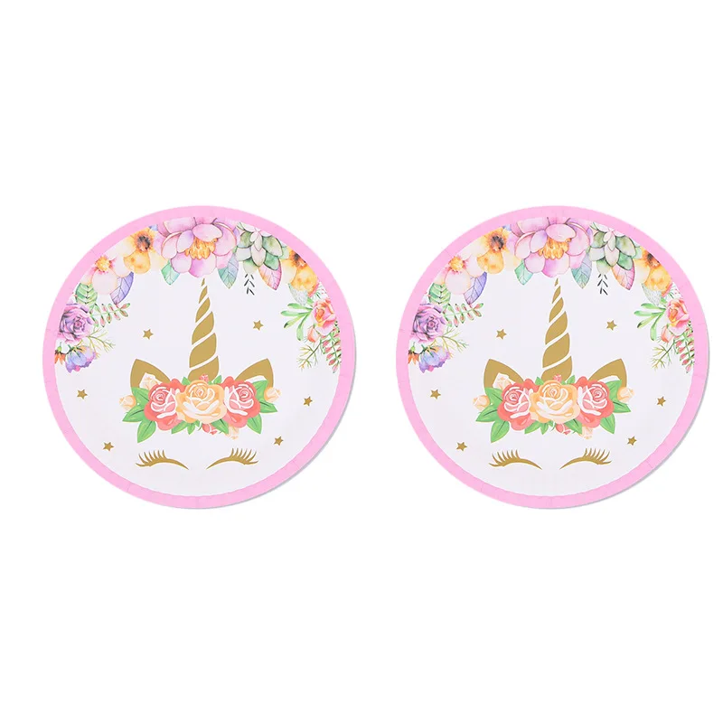 

10pcs pink unicorn plates baby shower party supplies pink unicorn disposable dishes birthday party decorations unicorn plates