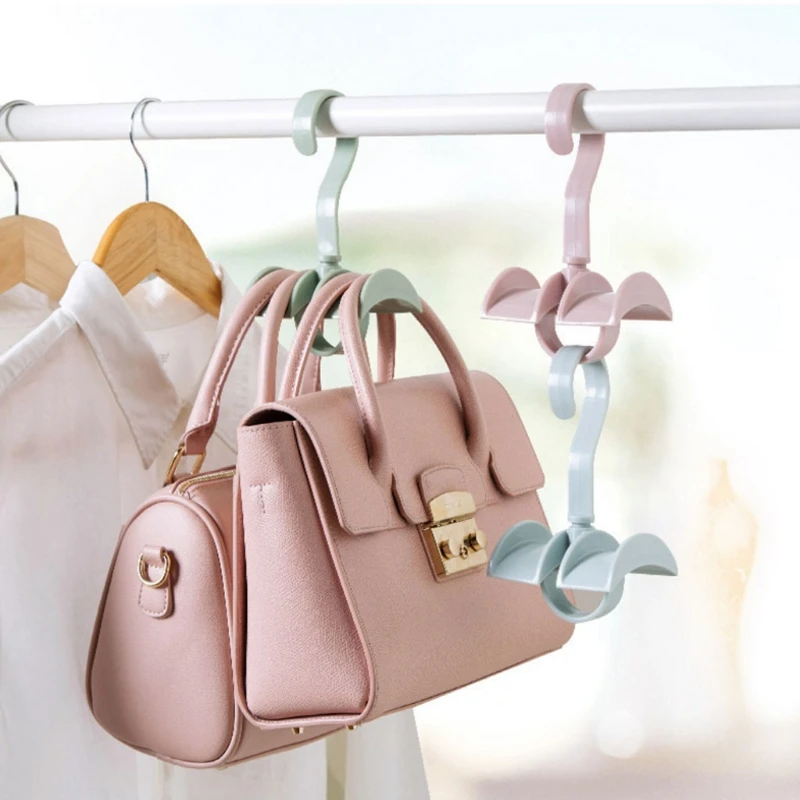 Home Use 360 Degree Rotate Hook Hanger Plastic Wardrobe Storage Rack