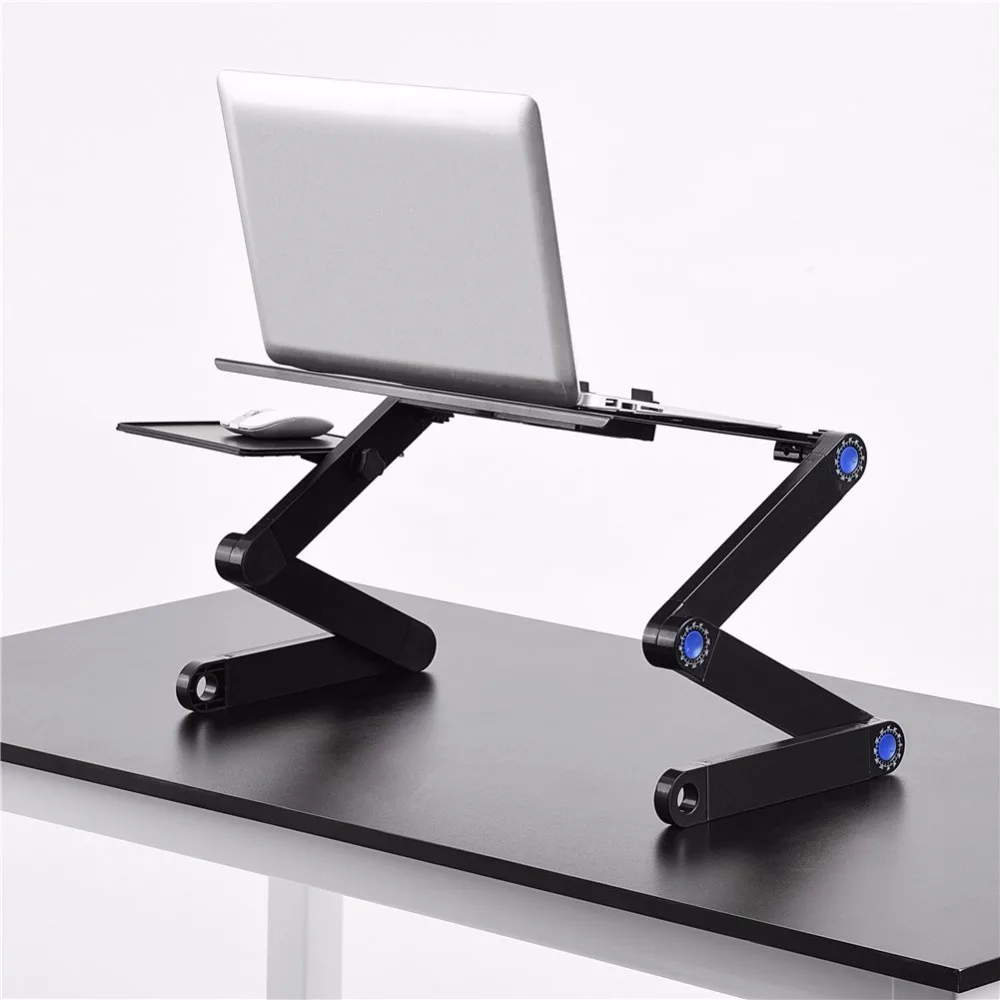 

Computer Laptop Two Fan Desks Portable Adjustable Foldable Laptop Notebook Lap PC Folding Desk Table Vented Stand Bed Tray Metal