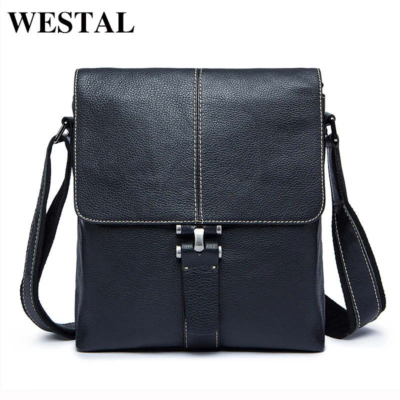 WESTAl جلد طبيعي حقيبة كتف للرجال crossbody أكياس ipad رفرف سستة حقيبة ساعي بريد للرجال جلدية يد للمستندات 8835