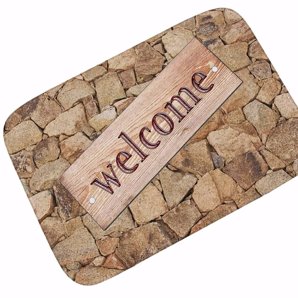 buy stone wall Print Floor Mats Welcome Mats Bathroom Doormats Kitchen Carpets House Decor for Living Room Anti Slip Tapete Rug