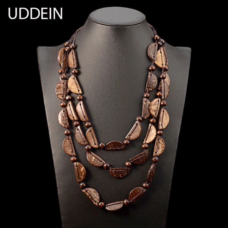 UDDEIN, богемное массивное ожерелье, женское многослойное ожерелье с бусинами, деревянная подвеска, длинное ожерелье, винтажное богемное ювелирное изделие, воротник ручной работы