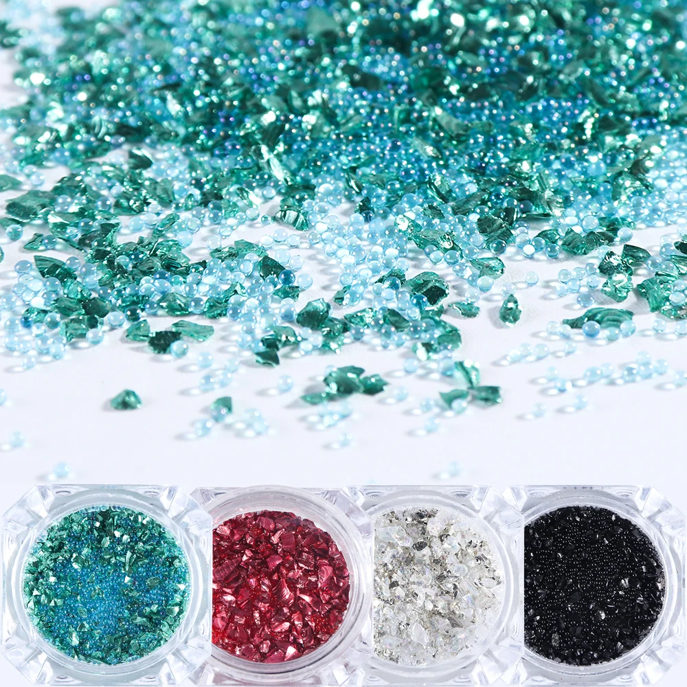 

1 Box 3D Caviar Broken Glass Nail Art Micro Rhinestones Glitter Irregular Crystal Shiny Stones Mini Beads Manicure Decor LA771