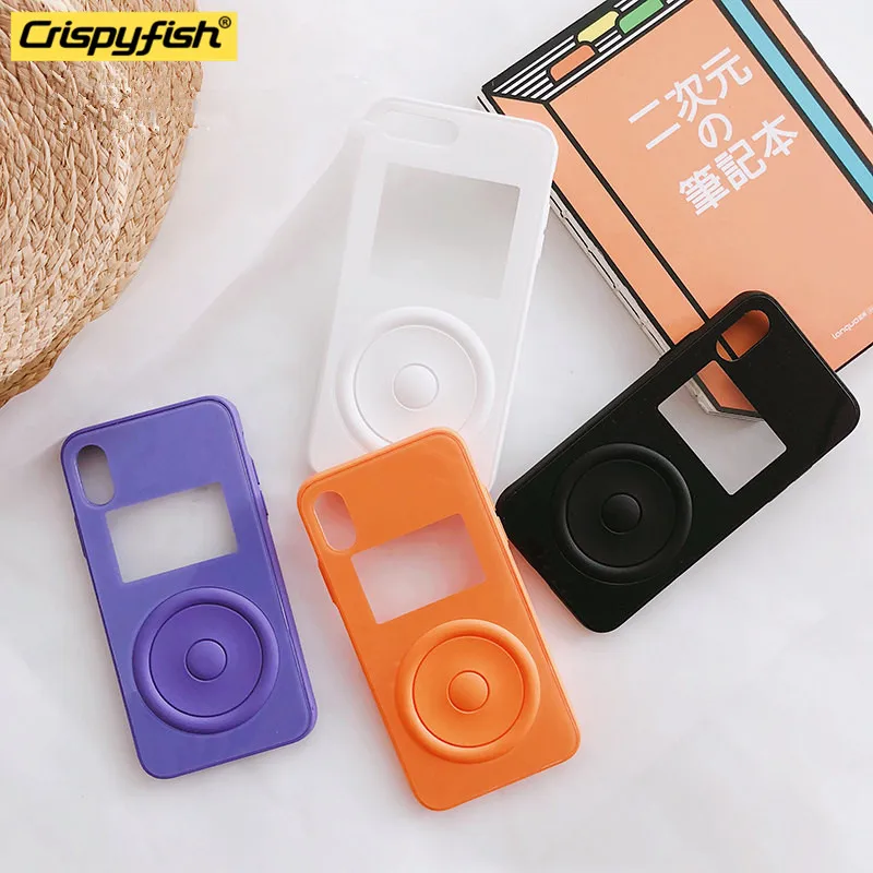 

Crispyfish 3D MP4 Style Funny Case For iPhone 6 6s 7 8 Plus Matte TPU Vintage Transparent Cover Silicone For iPhone X Xr Xs Max