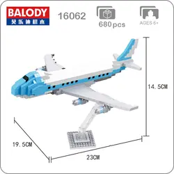 Balody 16062 большой самолет белый 3D модель 680 шт. микроконструктор DIY Мини строительство Nano Конструкторы кирпичи сборки игрушка в подарок