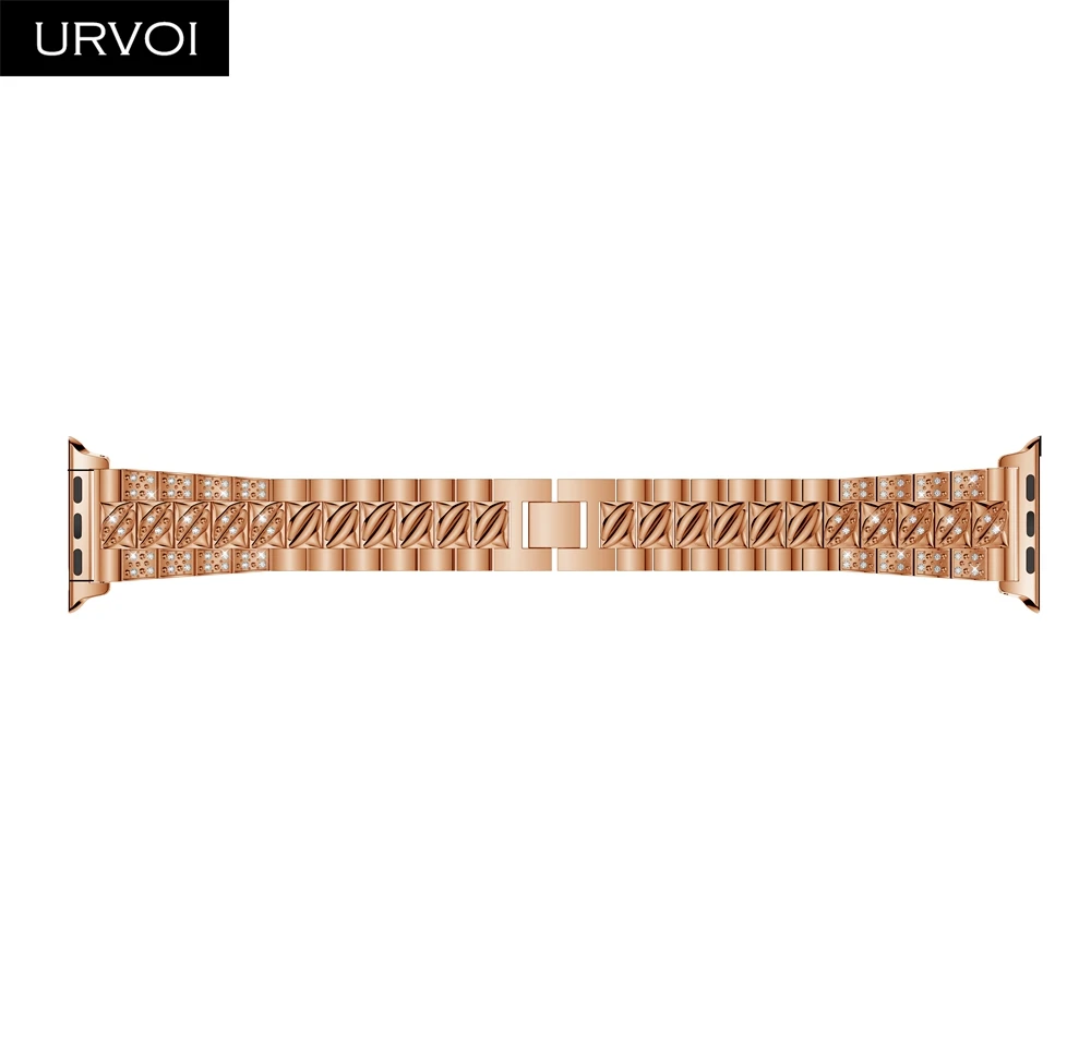 URVOI link браслет для Apple Watch series 4 3 2 1 ремешок из нержавеющей стали ремешок для iWatch Роскошный горный хрусталь для женщин современный дизайн