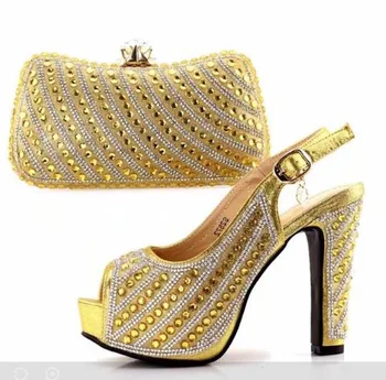 

5 inches high heel sandal shoes and bag clutches to match in african women party with high quality italian shoes bag SB8111-4