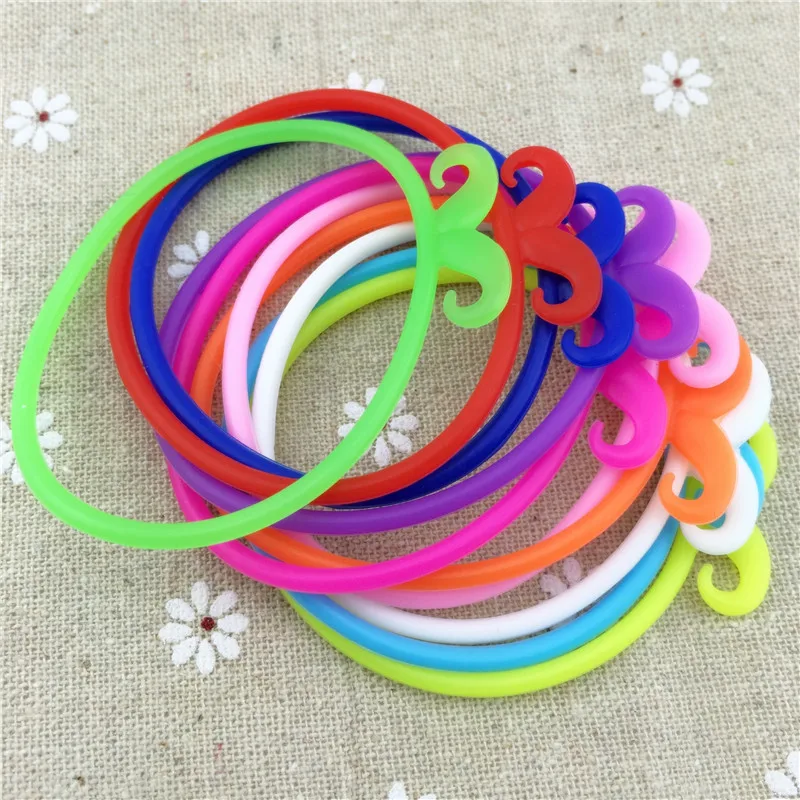 100pcs/lot Mustache Loom Bands Charm Bracelet Luminous Silicone Rubber Band | Детская одежда и обувь
