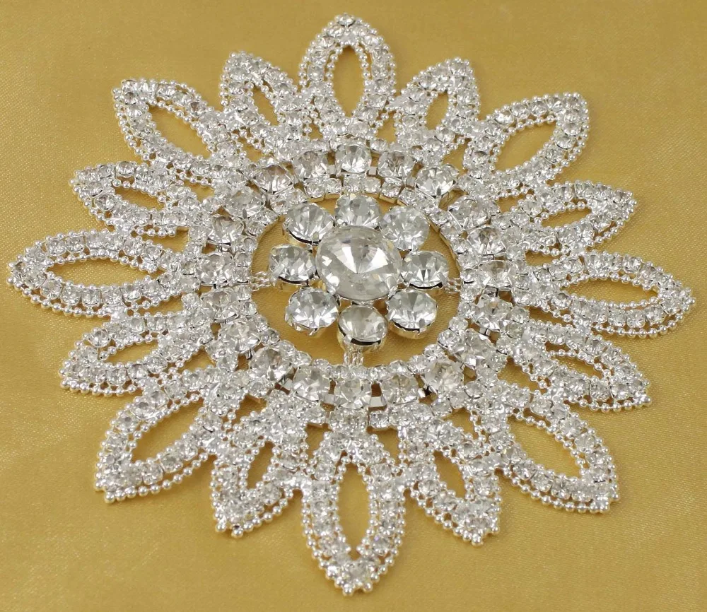 

1 Pc Clear Rhinestone Flower Applique Bridal Wedding Dress Trim Sewing