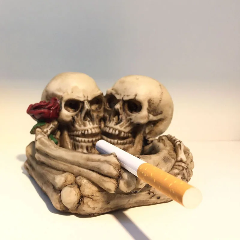 Креативный смоляной череп на Хэллоуин пепельница украшение мягкая голова пара сигарет цилиндр бойфренд подарки украшение на празднование