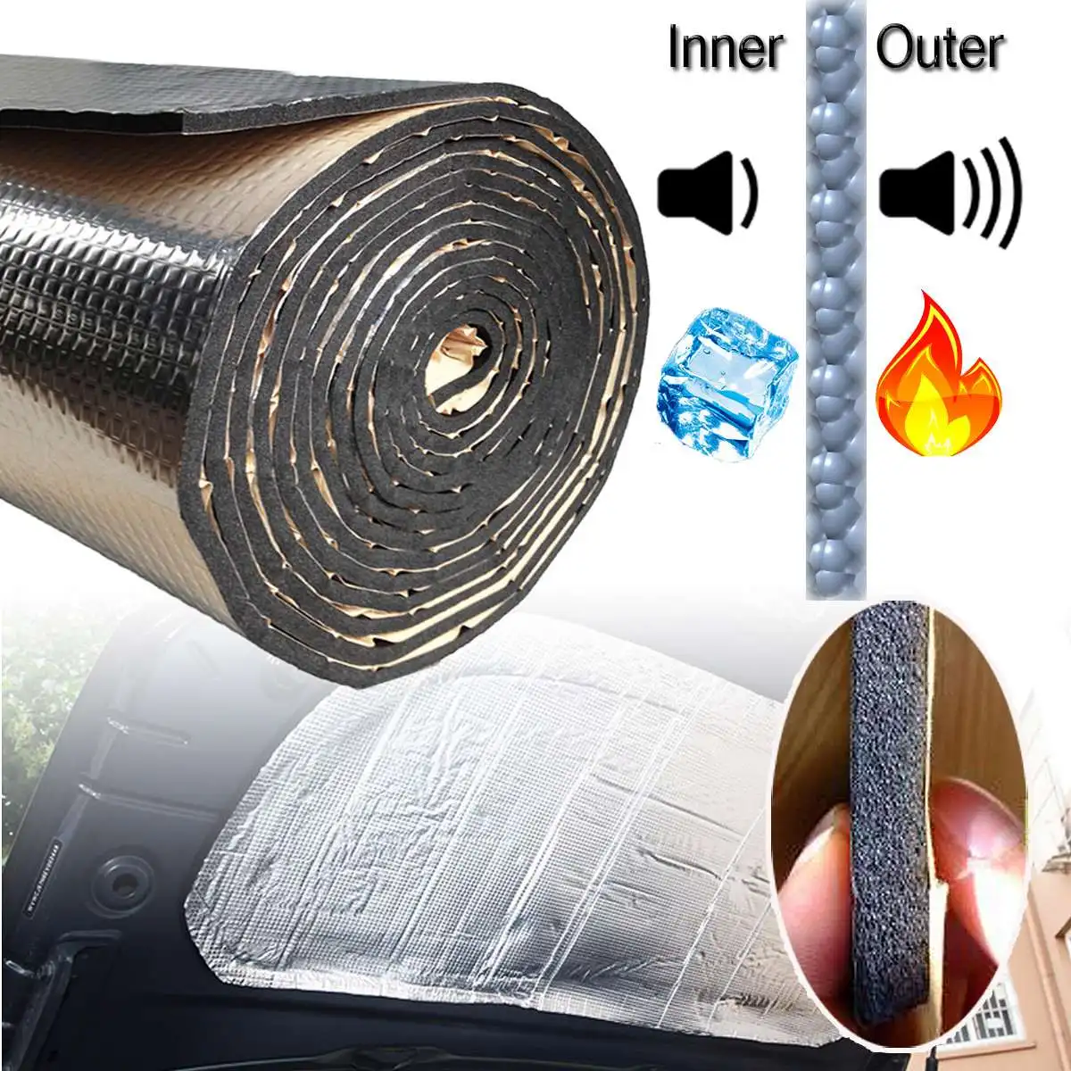 140 cm x 100 cm Auto Haube Motor Firewall Wärme Matte Deadener Sound Isolierung Trittschalldämmung Material Aluminium Folie Aufkleber