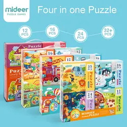 MiDeer четыре в одном Бумага большой Логические игры дети Монтессори дом/сезон/трафика/Животные головоломки, развивающие игрушки для детей