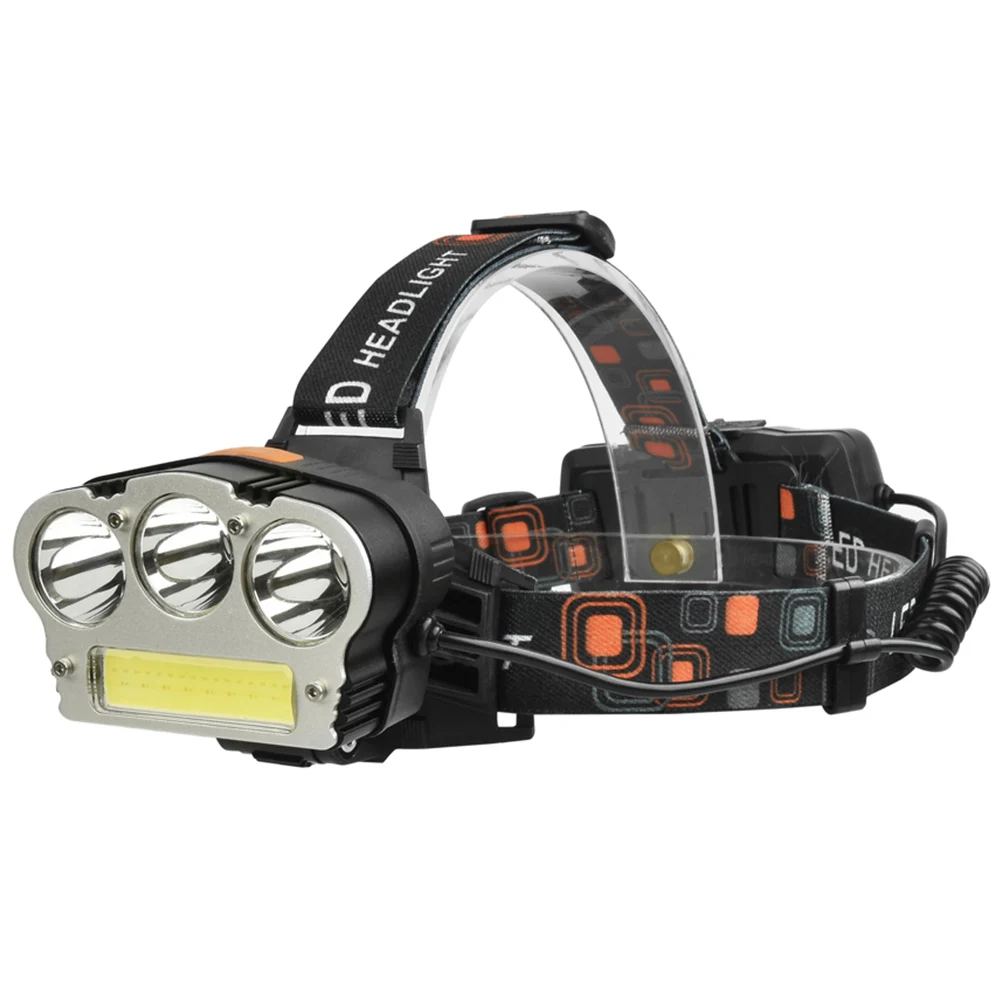 

USB Power Led Headlight Headlamp 8000 lumen 3* xml t6+ COB Rechargeable Head Lamp Torch 18650 Battery Hunting Fishing Light