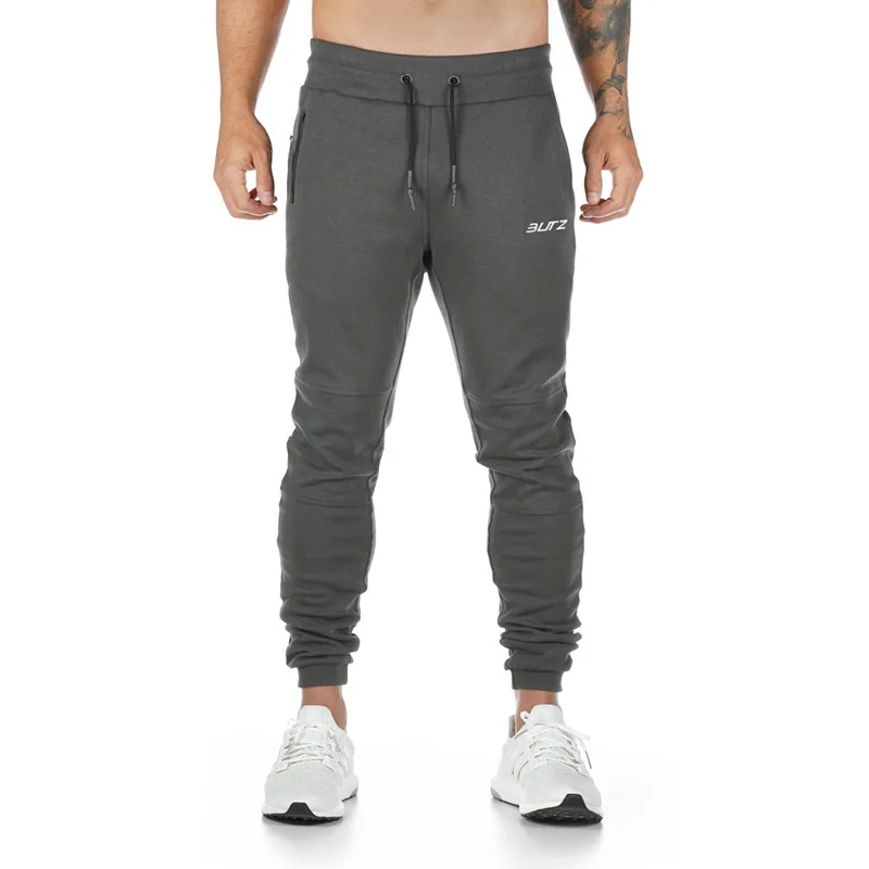 Осень зима новые спортивные брюки мужские спортивные штаны для тренировок в тренажерном зале Брюки с карманами на молнии мужские s треники из хлопка брюки - Цвет: Dark gray