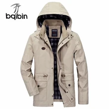 Новая зимняя куртка мужская промытая средняя и длинная куртка Мужская ветрозащитная с капюшоном Повседневная куртка пальто шляпа Съемная куртка