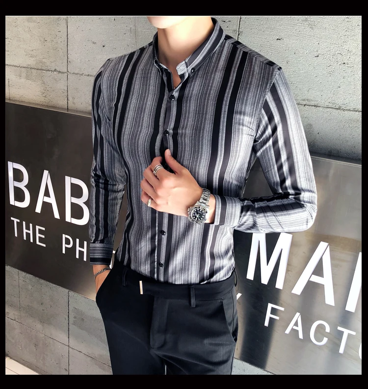 Мужская рубашка высокого качества Chemise Homme Осенняя Новая мужская рубашка с длинными рукавами приталенная мужская одежда деловые рубашки в повседневном стиле