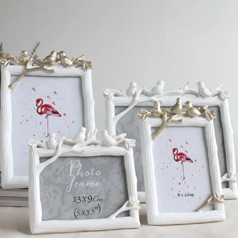 

Resin Picture Frames Three Bird on Branch Photo Frame Creative Arts Ornaments Home Decor Bedroom Living Room 5/6/7/8inch