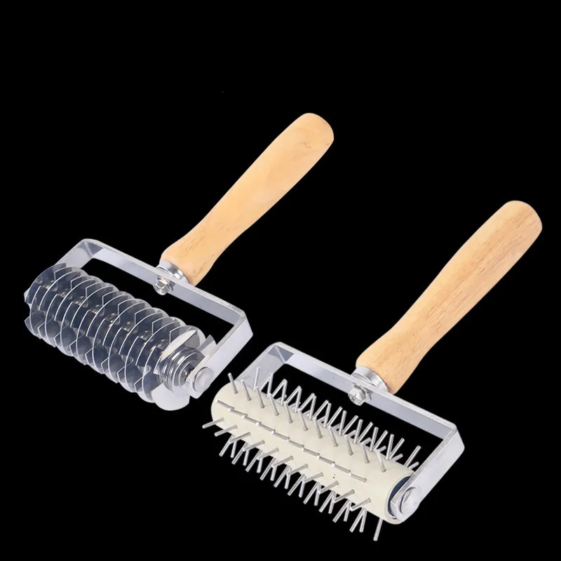 Stainless Steel Wheel Pizza Bread Needle Punchers Roller Pie Pastry Dough Pitter Durable Wooden Handle bakeware pizza scissors Stainless Steel Wheel Pizza Bread Needle Punchers Roller Pie Pastry Dough Pitter Durable Wooden Handle bakeware pizza scissors