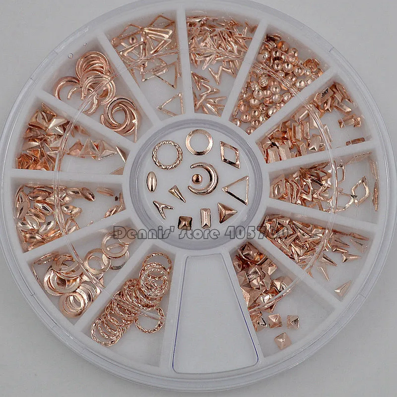 ارتفع الذهب معدني مزيج متعددة على شكل الأزرار إطار سبائك مسمار الفن الأحجار الكريمة الديكور الراين عجلة DIY نصائح