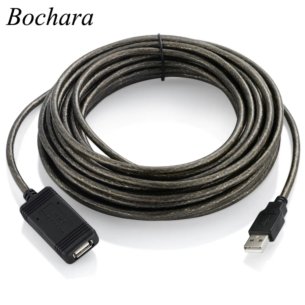 Активный ретранслятор Bochara USB2.0 Удлинительный кабель штырь гнездо + Плетеный