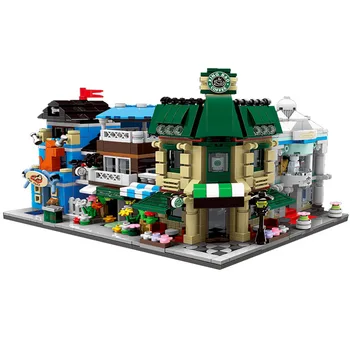 

Hot mini city street view moc building block pets Bridal flower Coffee shop bricks toys collection for children gifts